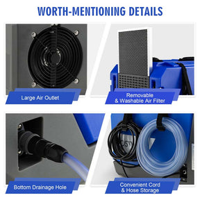 180 PPD Portable Commercial Dehumidifier for Basement, Industrial Dehumidifier with Pump & 24.6ft Drain Hose