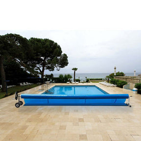 18 FT Solar Pool Cover Reel Set with Hand Crank & Wheels, Aluminum Solar Swimming Inground Cover Blanket Reel Roller
