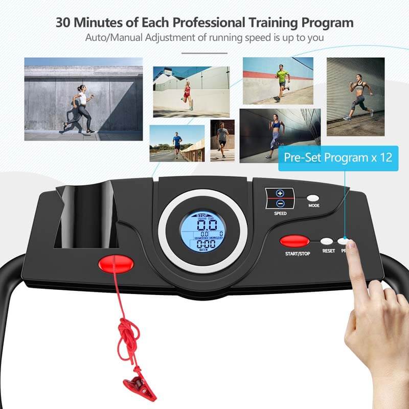 1 HP Folding Electric Treadmill, Portable Motorized Walking Running Machine with LCD Monitor & Cup Holder for Home Office