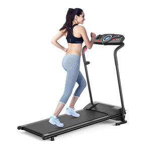 1 HP Folding Electric Treadmill, Portable Motorized Walking Running Machine with LCD Monitor & Cup Holder for Home Office