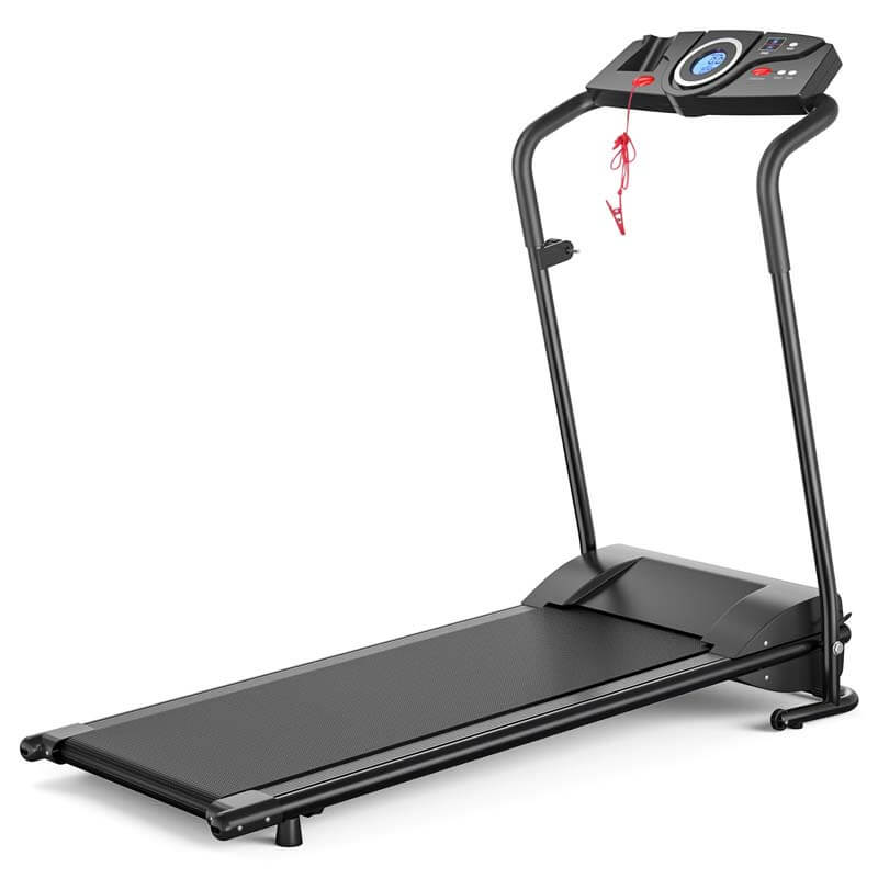 1 HP Folding Electric Treadmill, Portable Motorized Walking Running Machine with LCD Monitor & Cup Holder for Home Office