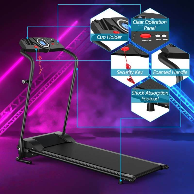 1 HP Folding Electric Treadmill, Portable Motorized Walking Running Machine with LCD Monitor & Cup Holder for Home Office