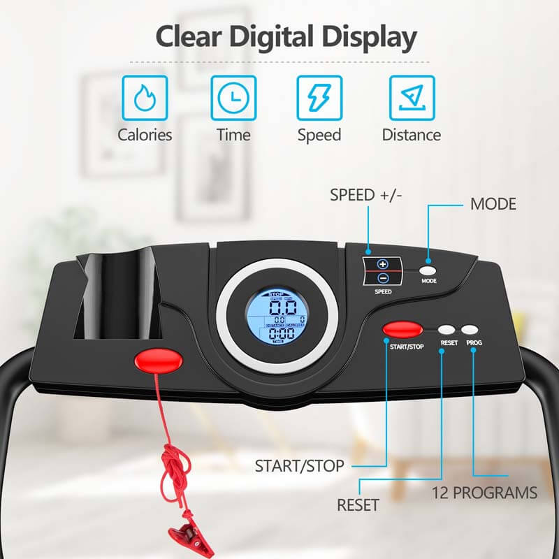 1 HP Folding Electric Treadmill, Portable Motorized Walking Running Machine with LCD Monitor & Cup Holder for Home Office
