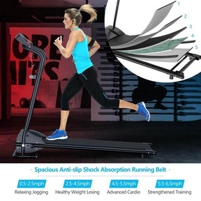 1 HP Folding Electric Treadmill, Portable Motorized Walking Running Machine with LCD Monitor & Cup Holder for Home Office