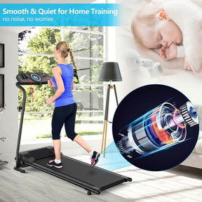 1 HP Folding Electric Treadmill, Portable Motorized Walking Running Machine with LCD Monitor & Cup Holder for Home Office