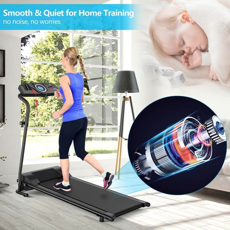 1 HP Folding Electric Treadmill, Portable Motorized Walking Running Machine with LCD Monitor & Cup Holder for Home Office