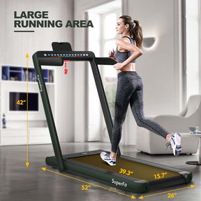 2-in-1 Folding Treadmill with Dual Display, 2.25HP Under Desk Treadmill Walking Pad, Bluetooth/Remote, Compact Jogging Machine for Home Office