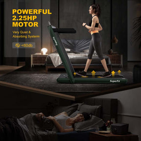 2-in-1 Folding Treadmill with Dual Display, 2.25HP Under Desk Treadmill Walking Pad, Bluetooth/Remote, Compact Jogging Machine for Home Office