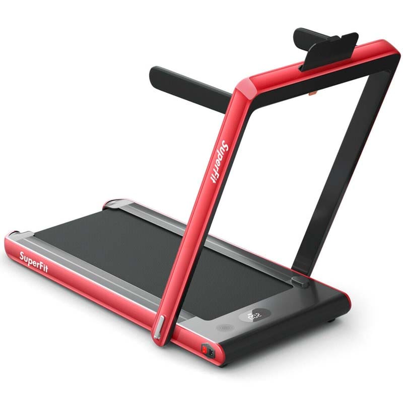 2-in-1 Folding Treadmill with Dual Display, 2.25HP Under Desk Treadmill Walking Pad, Bluetooth/Remote, Compact Jogging Machine for Home Office