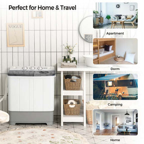 22 LBS 2-in-1 Portable Washing Machine with Drain Pump, Twin Tub Top Load Washer Dryer Combo for RV Apartment