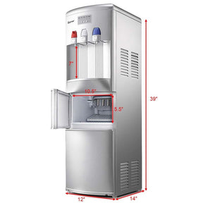 2-in-1 Top Loading Water Dispenser Built-In Ice Maker, 27LBS/24H Ice Machine with Child Safety Lock
