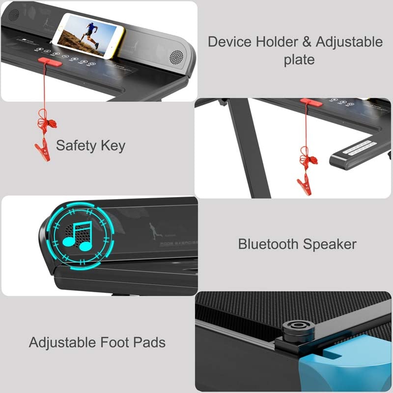 2.25HP Electric Folding Treadmill, Smart APP Control Walking Running Machine with HD LED Display & Device Holder
