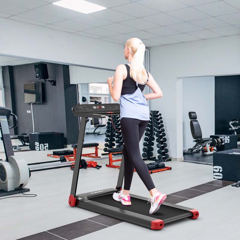 2.25HP Electric Folding Treadmill, Smart APP Control Walking Running Machine with HD LED Display & Device Holder