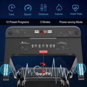 2.25HP Electric Folding Treadmill, Smart APP Control Walking Running Machine with HD LED Display & Device Holder