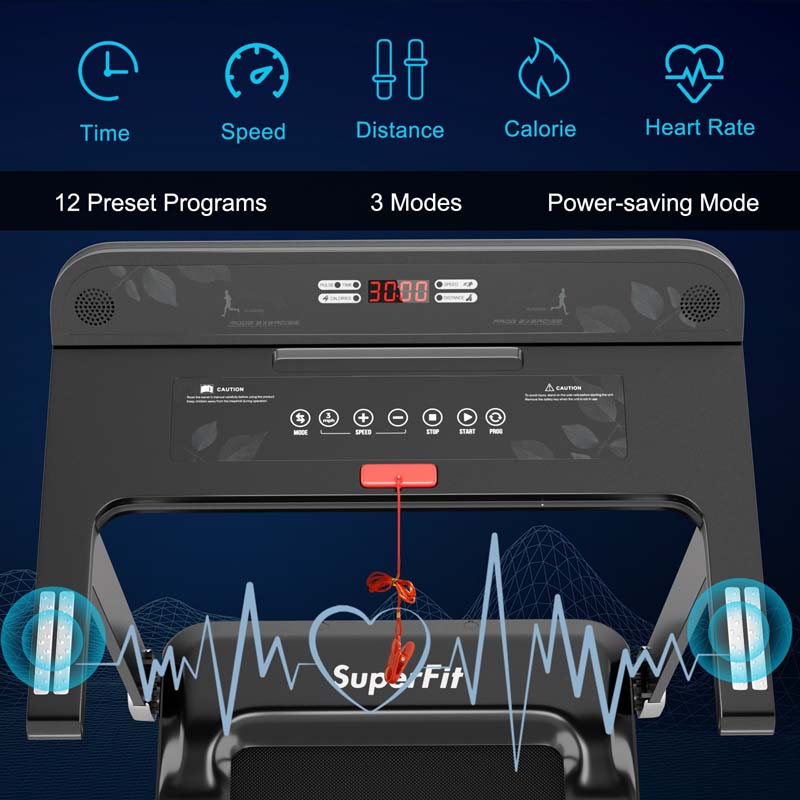 2.25HP Electric Folding Treadmill, Smart APP Control Walking Running Machine with HD LED Display & Device Holder