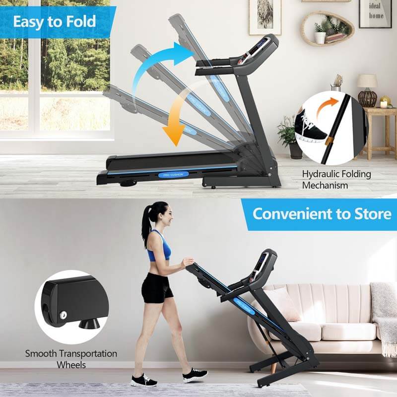 2.25HP Folding Electric Treadmill with Manual Incline & LCD Display, Motorized Running Machine for Home & Gym