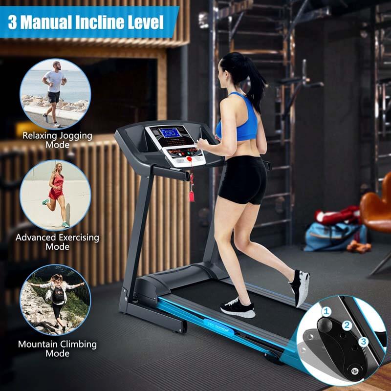 2.25HP Folding Electric Treadmill with Manual Incline & LCD Display, Motorized Running Machine for Home & Gym