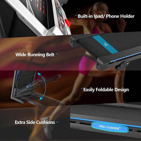 2.25HP Folding Electric Treadmill with Manual Incline & LCD Display, Motorized Running Machine for Home & Gym