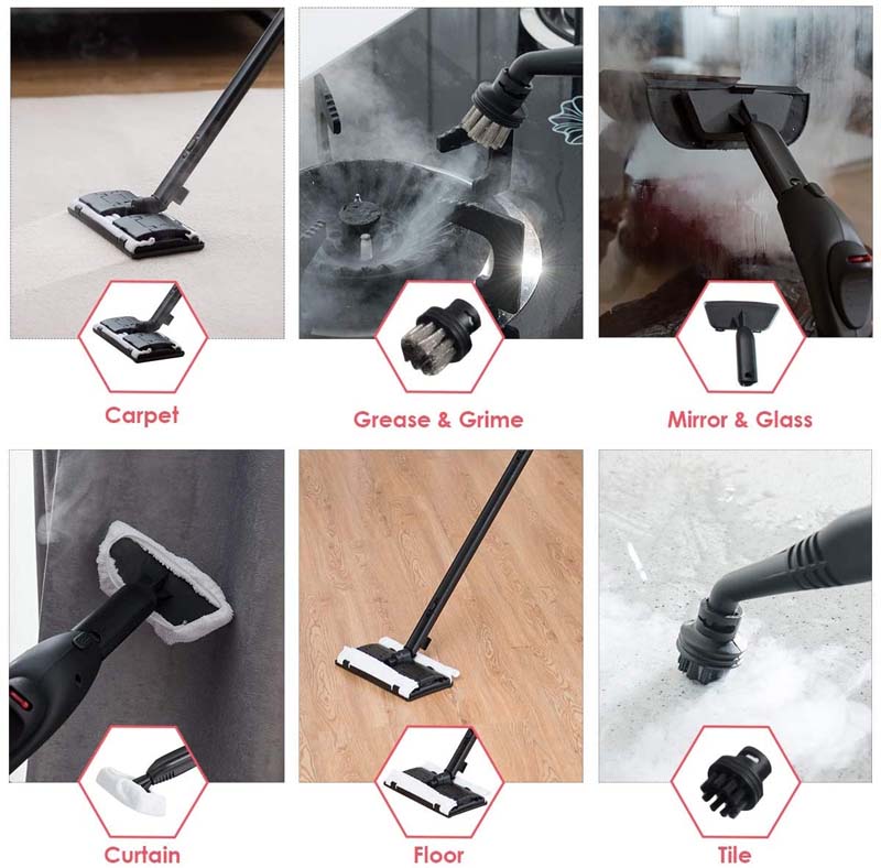 2000W Heavy Duty Steam Cleaner, Multipurpose Household Steamer with 19 Accessories & 1.5L Tank, Chemical-Free Cleaning for Floor, Car, Window