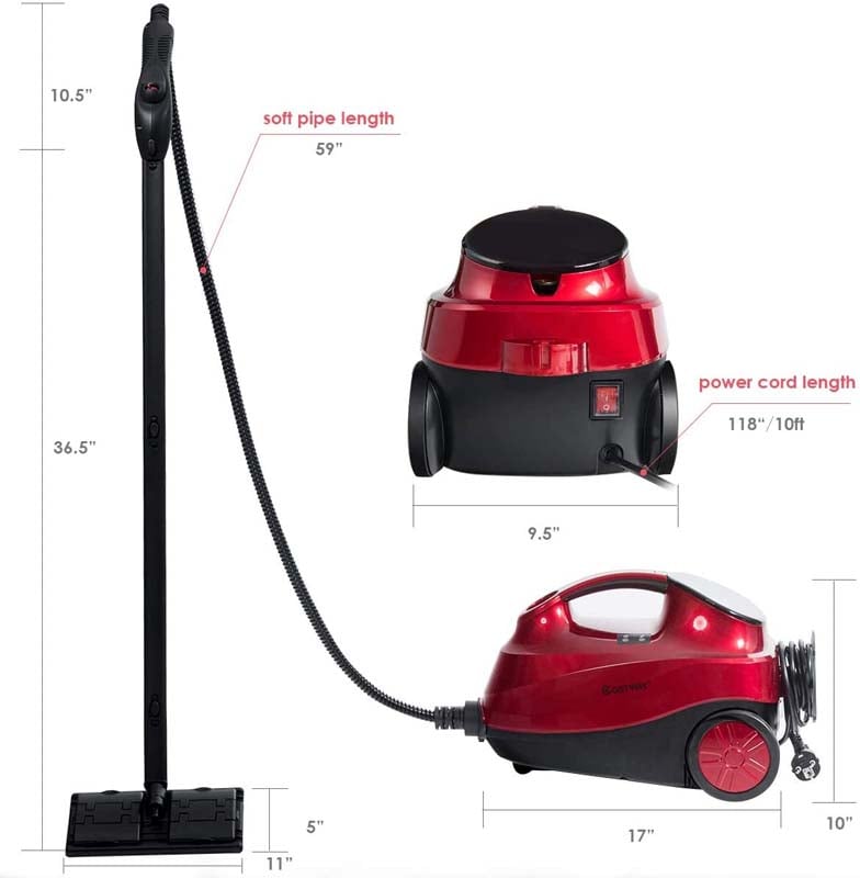 2000W Heavy Duty Steam Cleaner, Multipurpose Household Steamer with 19 Accessories & 1.5L Tank, Chemical-Free Cleaning for Floor, Car, Window