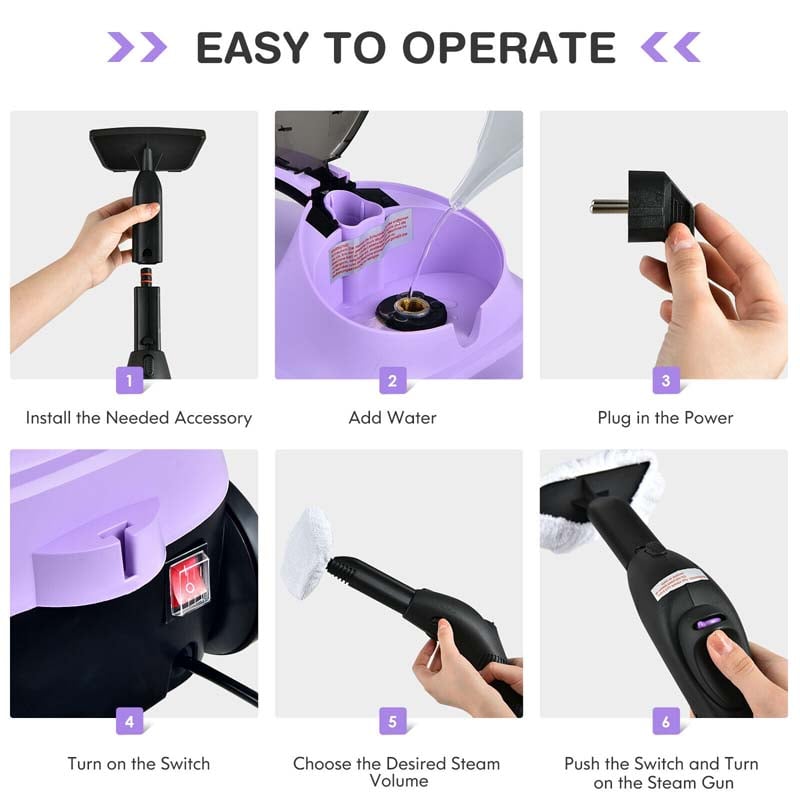 2000W Heavy Duty Steam Cleaner, Multipurpose Household Steamer with 19 Accessories & 1.5L Tank, Chemical-Free Cleaning for Floor, Car, Window