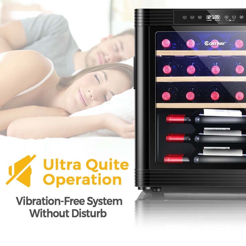20" 21-Bottle Wine Cooler Refrigerator Countertop Wine Cellar with Beech Shelves & Anti-UV Glass Door