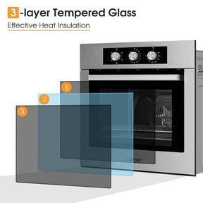 24" Single Wall Oven 2.47 Cu. Ft. 2300W Electric Built-in Oven with 5 Cooking Modes, Mechanical Knobs