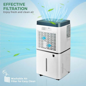 24 Pints Dehumidifier for Home & Basements, 1500 Sq. Ft Portable Dehumidifier with 3-Color LED Light, 3 Modes, 12H Timer, Auto & Manual Drainage