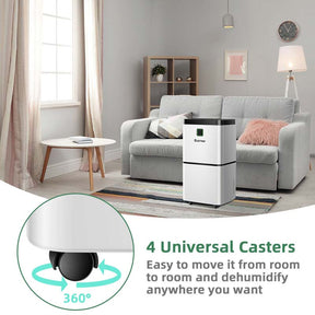 24 Pints Dehumidifier for Home & Basements, 1500 Sq. Ft Portable Dehumidifier with 3-Color LED Light, 3 Modes, 12H Timer, Auto & Manual Drainage