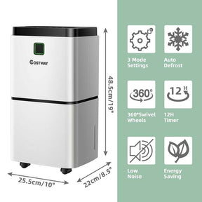 24 Pints Dehumidifier for Home & Basements, 1500 Sq. Ft Portable Dehumidifier with 3-Color LED Light, 3 Modes, 12H Timer, Auto & Manual Drainage