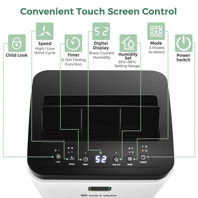 24 Pints Dehumidifier for Home & Basements, 1500 Sq. Ft Portable Dehumidifier with 3-Color LED Light, 3 Modes, 12H Timer, Auto & Manual Drainage