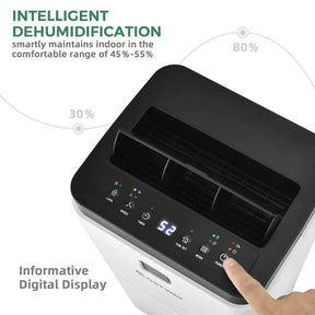 24 Pints Dehumidifier for Home & Basements, 1500 Sq. Ft Portable Dehumidifier with 3-Color LED Light, 3 Modes, 12H Timer, Auto & Manual Drainage