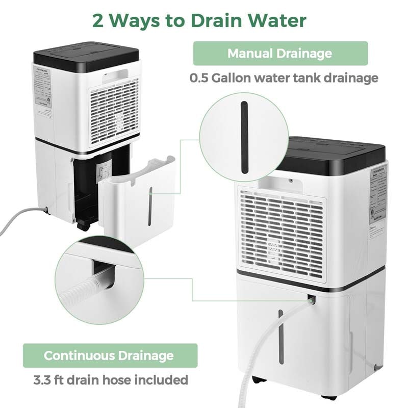 24 Pints Dehumidifier for Home & Basements, 1500 Sq. Ft Portable Dehumidifier with 3-Color LED Light, 3 Modes, 12H Timer, Auto & Manual Drainage