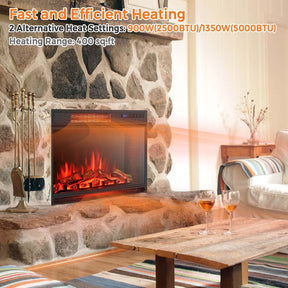 25" Recessed Electric Fireplace Heater with Flame Effect, Wall Mounted & Freestanding Electric Fireplace Insert