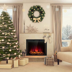 26" 1500W Electric Fireplace Insert, Recessed Electric Fireplace Heater with Adjustable Flame Effect
