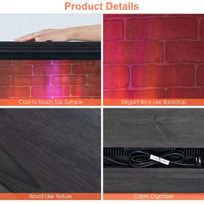 27" Freestanding Fireplace, 1400W Electric Fireplace Heater with 3-Level Vivid Flame & Thermostat Control