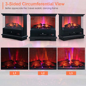 27" Freestanding Fireplace, 1400W Electric Fireplace Heater with 3-Level Vivid Flame & Thermostat Control