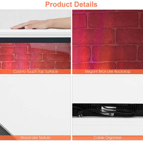 27" Freestanding Fireplace, 1400W Electric Fireplace Heater with 3-Level Vivid Flame & Thermostat Control