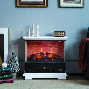 27" Freestanding Fireplace, 1400W Electric Fireplace Heater with 3-Level Vivid Flame & Thermostat Control