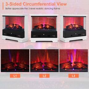 27" Freestanding Fireplace, 1400W Electric Fireplace Heater with 3-Level Vivid Flame & Thermostat Control