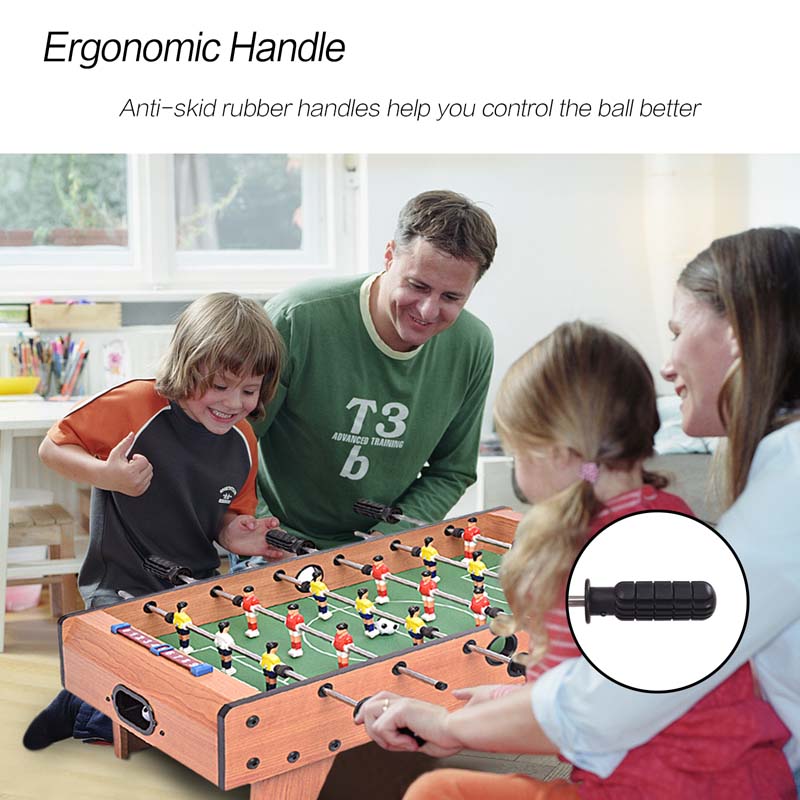 27" Wooden Foosball Table, Indoor Soccer Game Table Top with Footballs, Portable Table Soccer Set for Game Room
