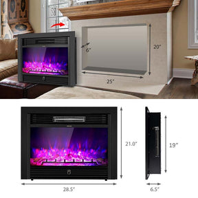28.5/33/36 Inch Recessed Electric Fireplace Insert, 1500W Wall Mounted Freestanding Fireplace Heater with 3 Color Flame & Remote Control