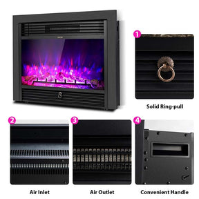 28.5/33/36 Inch Recessed Electric Fireplace Insert, 1500W Wall Mounted Freestanding Fireplace Heater with 3 Color Flame & Remote Control