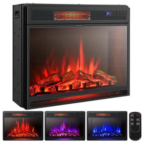 28" Electric Fireplace Heater with Flame Effect, Wall Mounted & Freestanding Electric Fireplace Insert