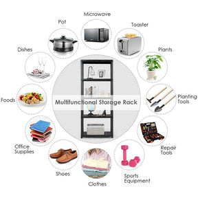28"L x 15"W x 67"H 5-Tier Plastic Storage Shelving Rack, Freestanding Multi-Use Shelving Unit Organizer