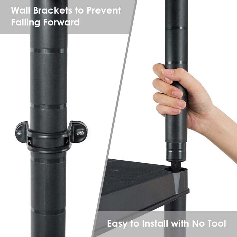 28"L x 15"W x 67"H 5-Tier Plastic Storage Shelving Rack, Freestanding Multi-Use Shelving Unit Organizer