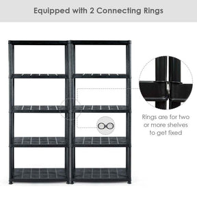 28"L x 15"W x 67"H 5-Tier Plastic Storage Shelving Rack, Freestanding Multi-Use Shelving Unit Organizer