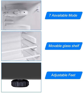3.4 Cu.Ft Compact Refrigerator, 2-Door Mini Fridge with Freezer & Removable Glass Shelves for Dorm, Bedroom, Office
