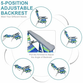 2 Pack 5-Position Outdoor Folding Backpack Beach Chair & Table Set, Patio Lawn Camping Chair Beach Sling Chair