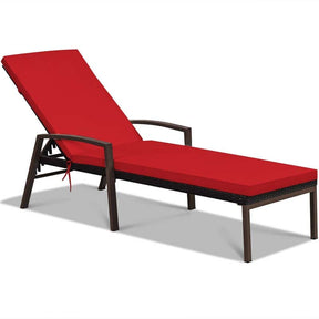 Set of 2 Patio Rattan Chaise Lounge Chairs, Outdoor Reclining Pool Sun Loungers with 5-Position Adjustable Backrest, Cushions & Armrests